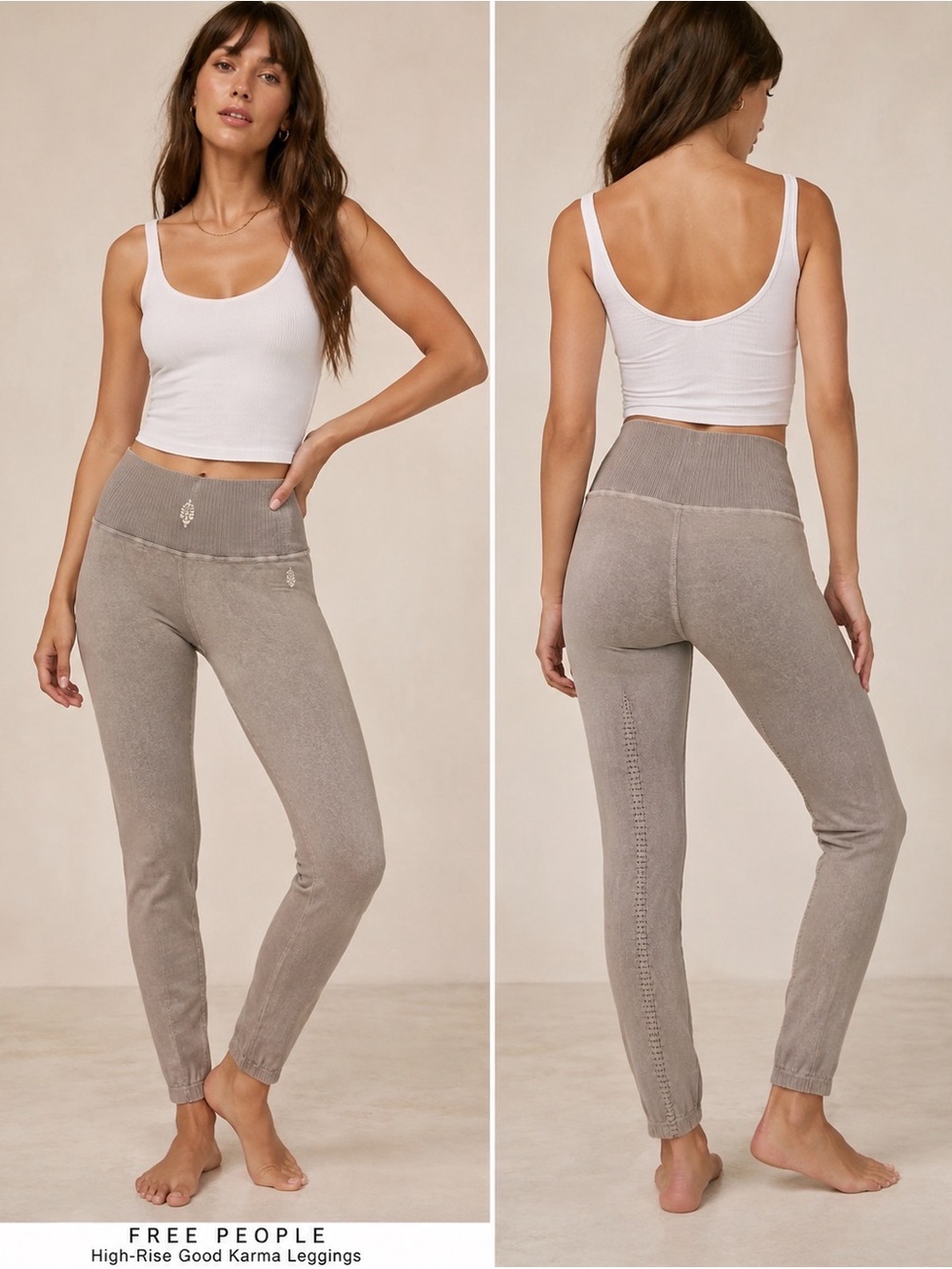 Free People Dusty Quartz High-Rise Good Karma Leggings - Taupe + A GIFT 🎁